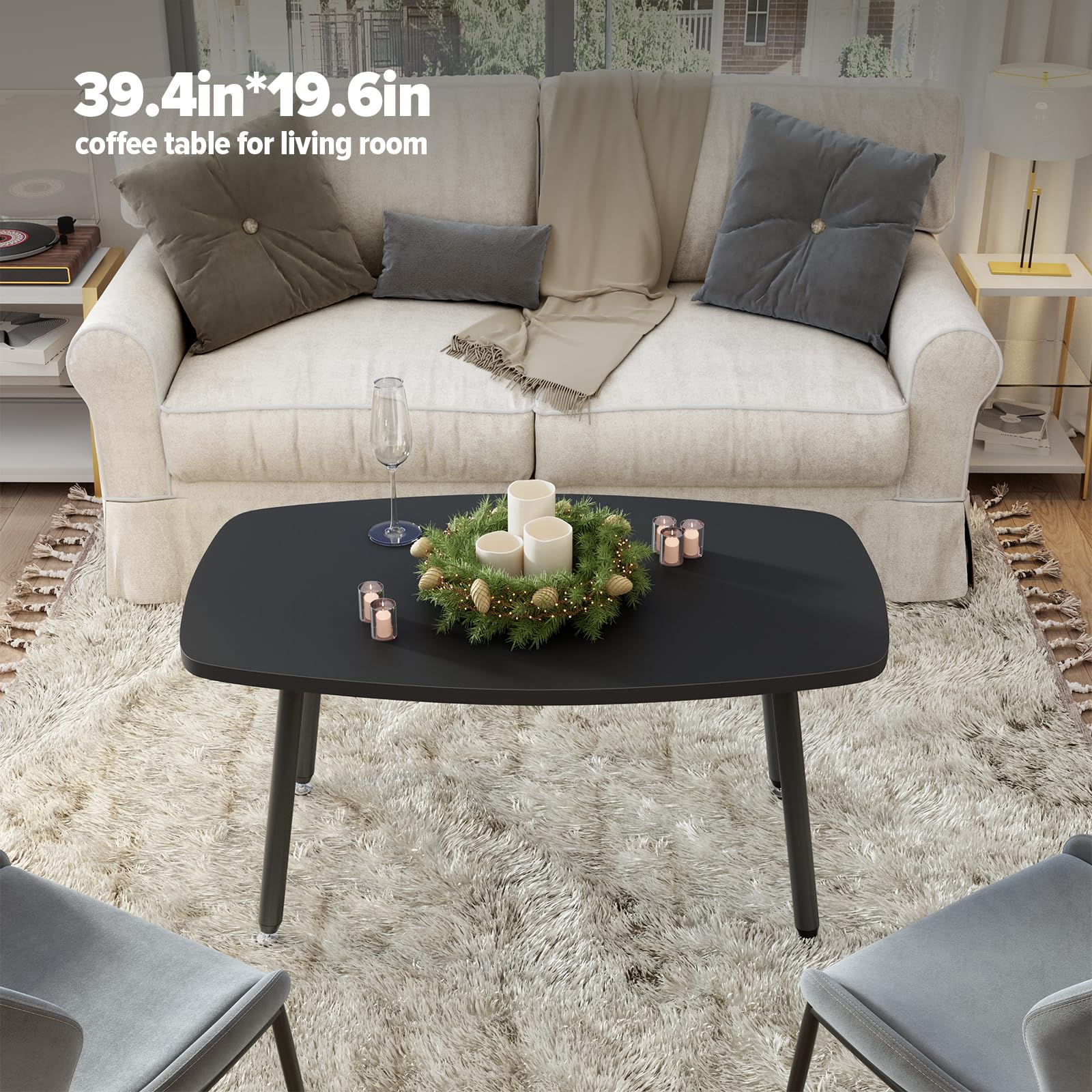 WOHOMO Folding Coffee Table White Small Coffee Tables for Living Room Portable Simple Modern Center Table for Small Spaces, No Assembly, 31.5 * 15.7 * 17.7IN, White Htp