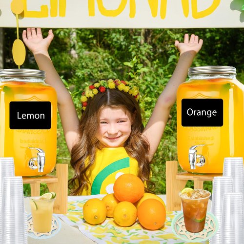 2 Set 2.2 Gallon Upgraded Plastic Drink Dispensers for Parties, Anti-Blocking Beverage Dispenser with Stand for Lemonade Juice Water Liquor