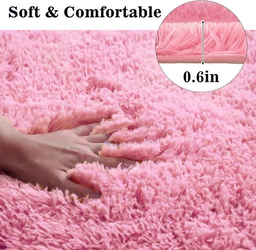 Eanpet Pink Bathroom Rug Set - 3-Piece Washable Bath Mats with U-Shaped Contour Rug & Toilet Lid Cover