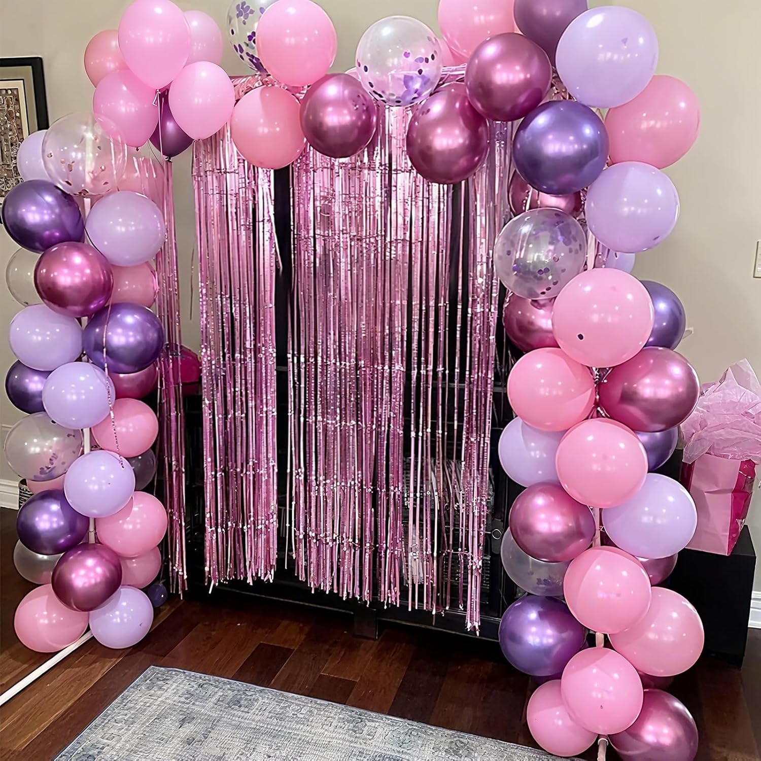 Regine Switzerland 50PCS 12-Inch Metallic Pink & Purple Confetti Balloons - Perfect for Party Decorations