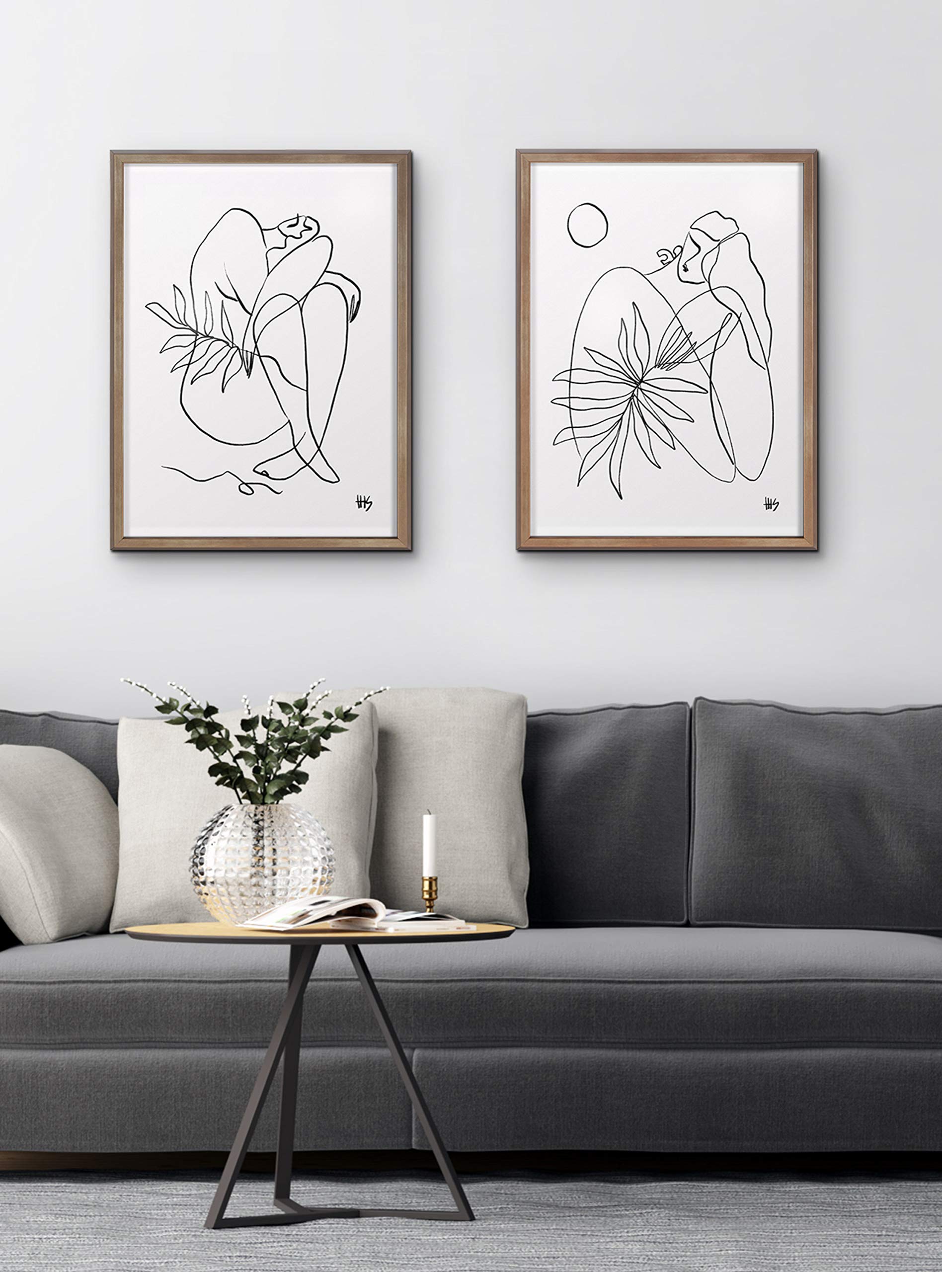Kate and Laurel Blake Summer Lines 5 Framed Printed Glass Wall Art by Maggie Stephenson, 18x24 Gold, Chic Modern Minimalist Art for Wall