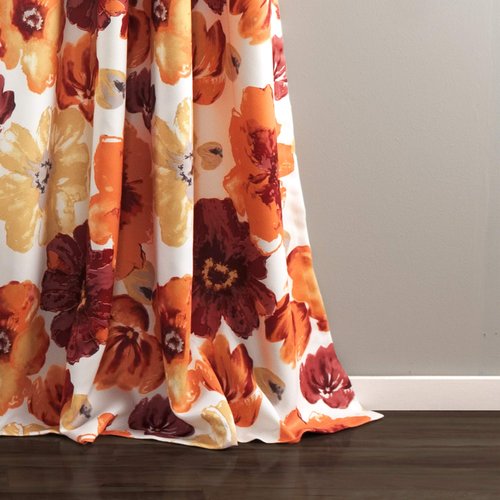 Lush Decor Leah Room Darkening Window Curtain Panel Pair, 84 inch x 52 inch, Red/Orange, Set of 2