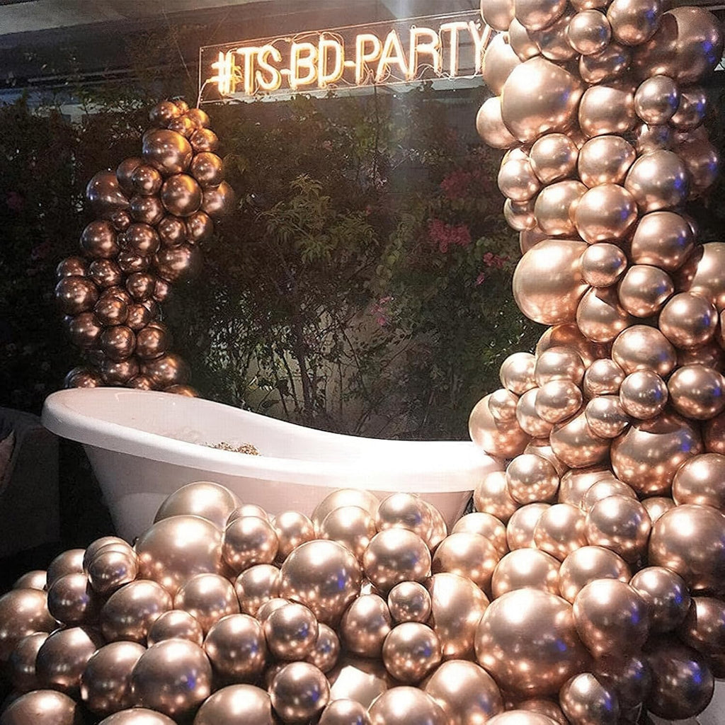 PartyWoo Metallic Rose Gold Balloons - 50pcs 12 Inch Chrome Latex for Weddings & Celebrations