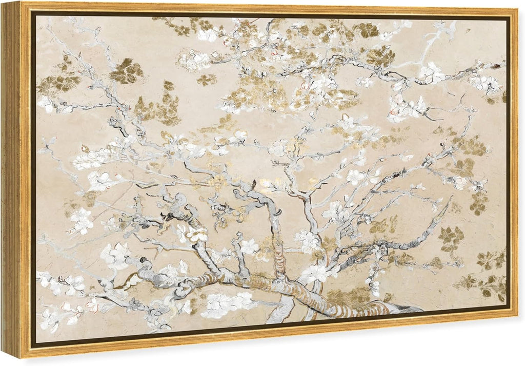 Oliver Gal Canvas Print - Van Gogh in Golden Blossoms | Elegant Wall Art for Living Room, Bedroom & Bathroom - 36" x 24" with Gold Floater Frame