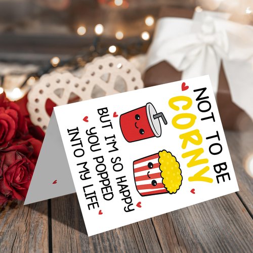 IDU Funny Valentines Day Card,Valentines Day Cards Gifts for Him Her,Valentines Day Card for Husband Wife Boyfriend Girlfriend Fiance Fiancee Men Women with Corny Popcorn Pun Design
