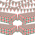Skiennix 8-Piece Plaid Tablecloth Set - 54 x 108 Inch Plastic Covers for Parties & Holidays