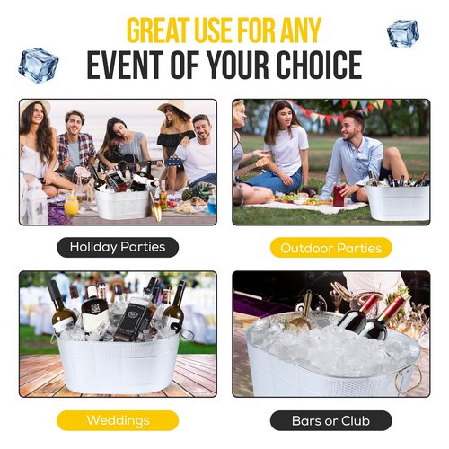18” Stainless Steel Beverage Tub - 5 Gallon - Gold Handles & Shovel Included - Holds 30 Bottles & Stays Cold for Hours - Use as Wine Bottle Chiller to Beer Bucket Holder - Leak Proof (Gold)