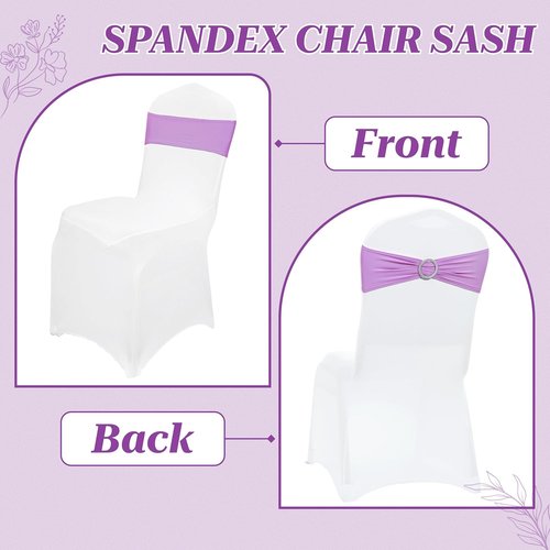 MDS Spandex Chair Sashes - Universal Fit Elastic Stretch Bands with Buckle for Weddings | Light Purple, Pack of 125