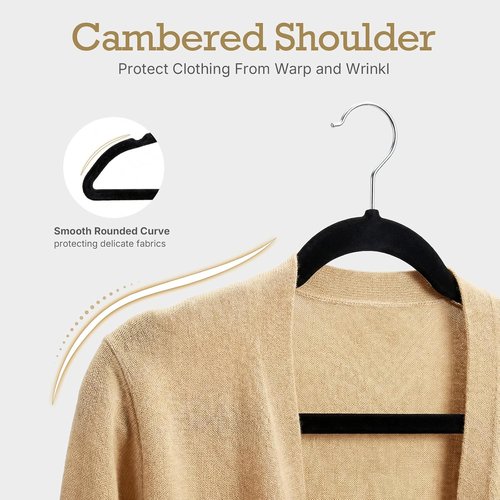 HOUSE DAY Black Velvet Hangers - 40 Pack Non-Slip Heavy Duty Felt Hangers | Premium Slim Space-Saving Design