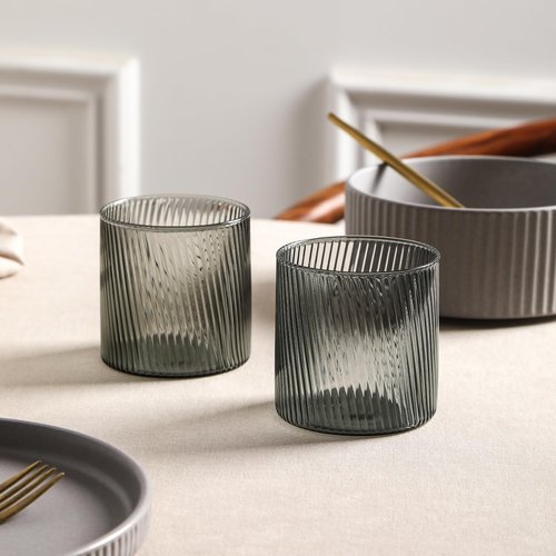 Stone Lain Haven Stoneware 16-Piece Dinnerware Set, Plates and Bowls Sets for 4, Grey Dish Set, Includes Dinner and Salad Plates, Cereal Bowls, Glassware, Microwave & Dishwasher Safe