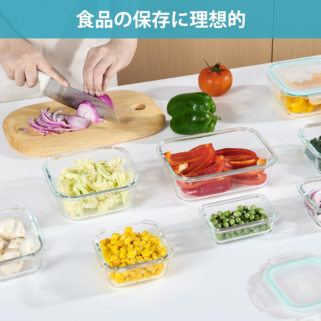 Vtopmart Glass Food Storage Containers - 8 Pack with Airtight Lids | BPA Free, Microwave & Oven Safe