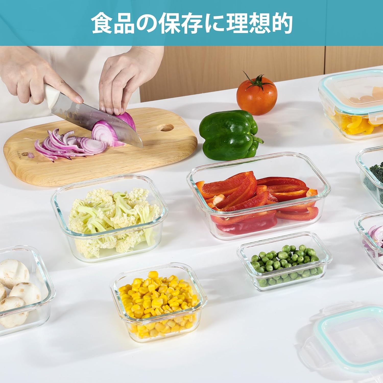 Vtopmart Glass Food Storage Containers - 8 Pack with Airtight Lids | BPA Free, Microwave & Oven Safe