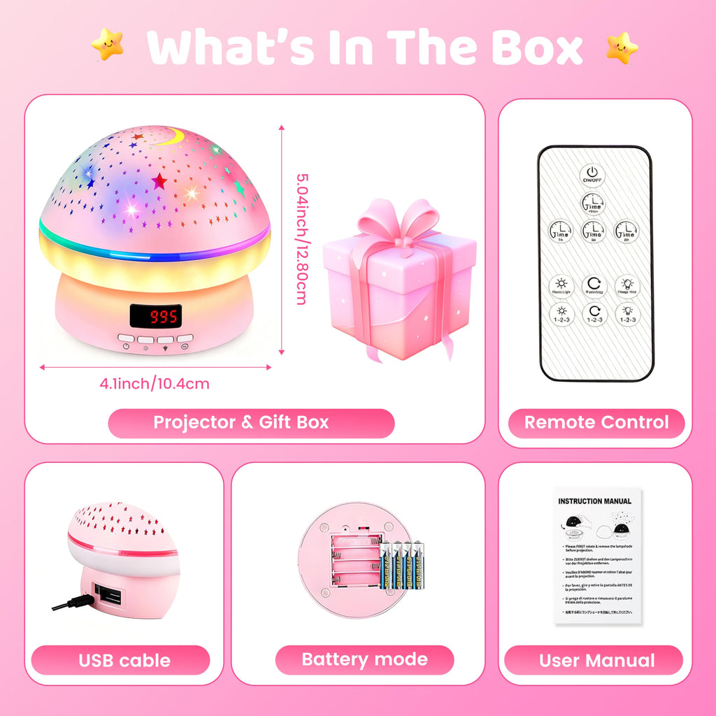 MINGKIDS Toys for 3-8 Year Old Girls Boys,Star Night Light Projector with Hard Projection Cover, Timer&Rotation,2-9 Year Olds Kids Chritsmas Birthday Gifts