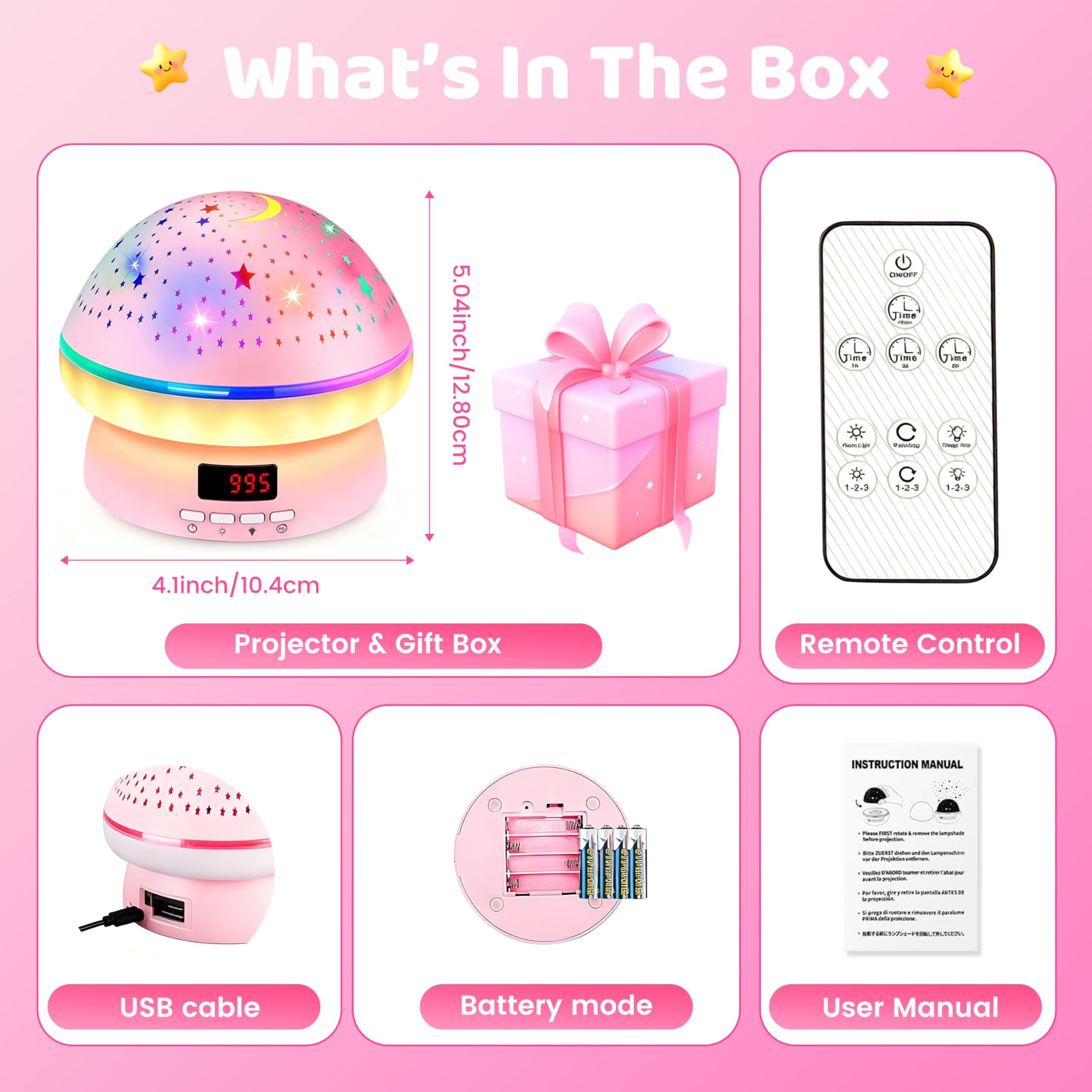 MINGKIDS Toys for 3-8 Year Old Girls Boys,Star Night Light Projector with Hard Projection Cover, Timer&Rotation,2-9 Year Olds Kids Chritsmas Birthday Gifts