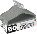 Utopia Home Velvet Hangers 50 Pack - Luxury Non-Slip Slim Coat & Pant Hangers with 360° Swivel Hook - Grey