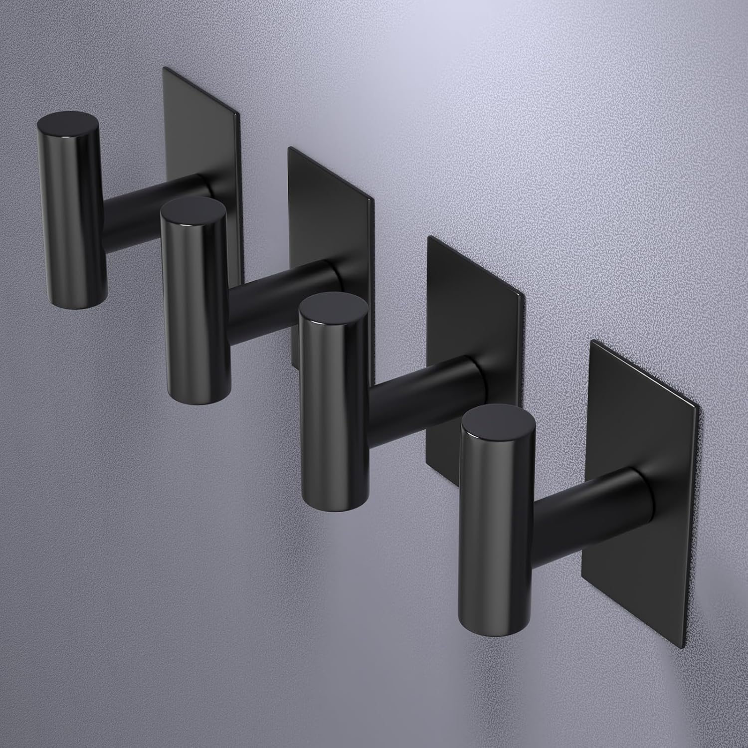 VAEHOLD Heavy-Duty Wall Towel Hooks - Waterproof Sticky Holders for Coats & Clothes | Black, 4 Pack
