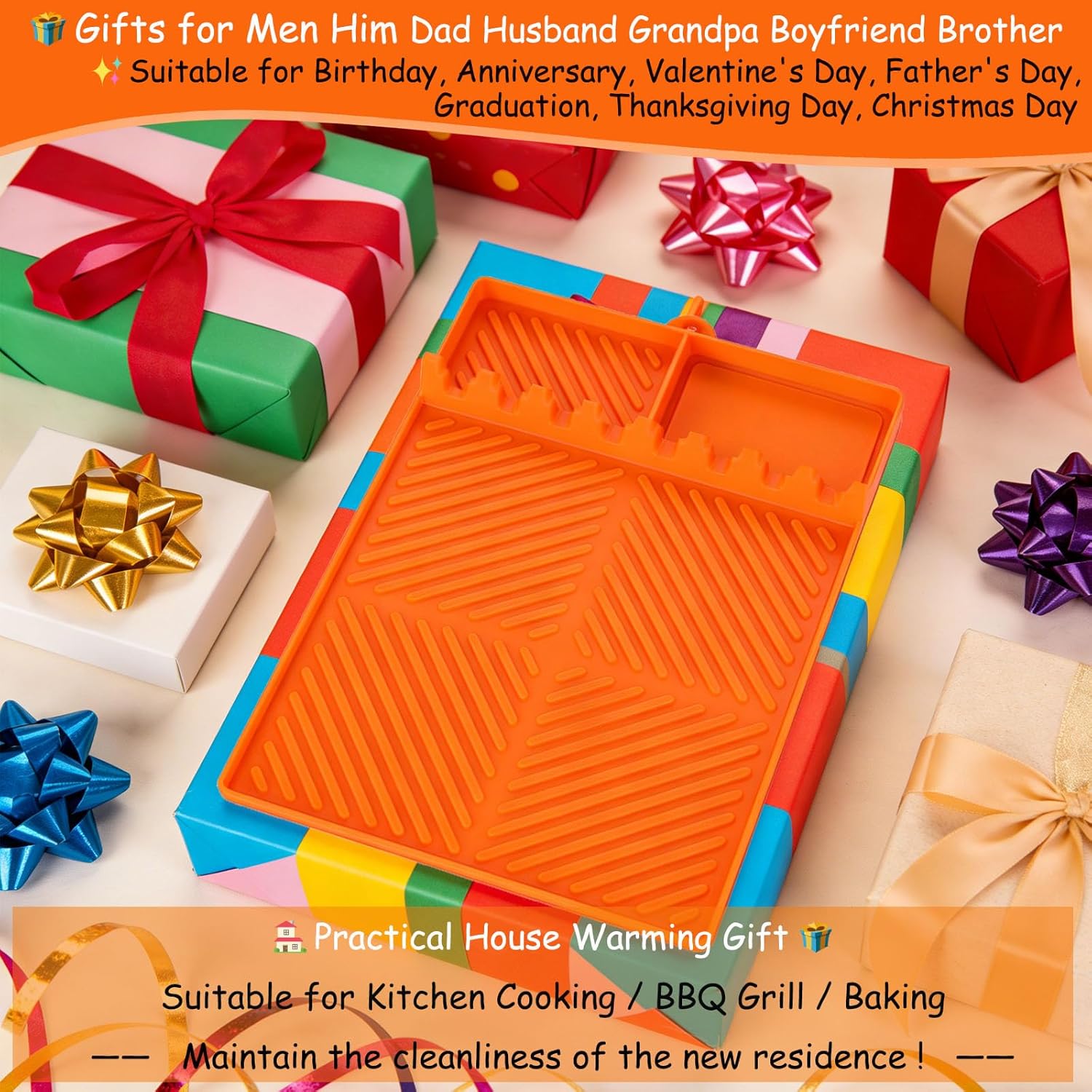 Skiennix Silicone Griddle Tools Mat - Versatile Cooking & Baking Countertop Pad | Orange Color