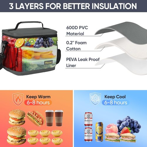 BALEINE Insulated Lunch Bag - Leakproof Cooler for 22 Cans | Adjustable Shoulder Strap - Large Blue