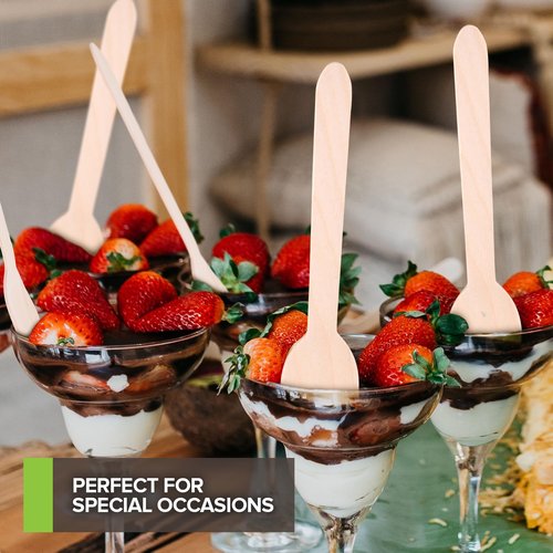 100% Wooden Disposable Spoons, (100 Count) Planet Friendly Utensils, Compostable Cutlery Spoons For Parties, Concession stands And Hosting