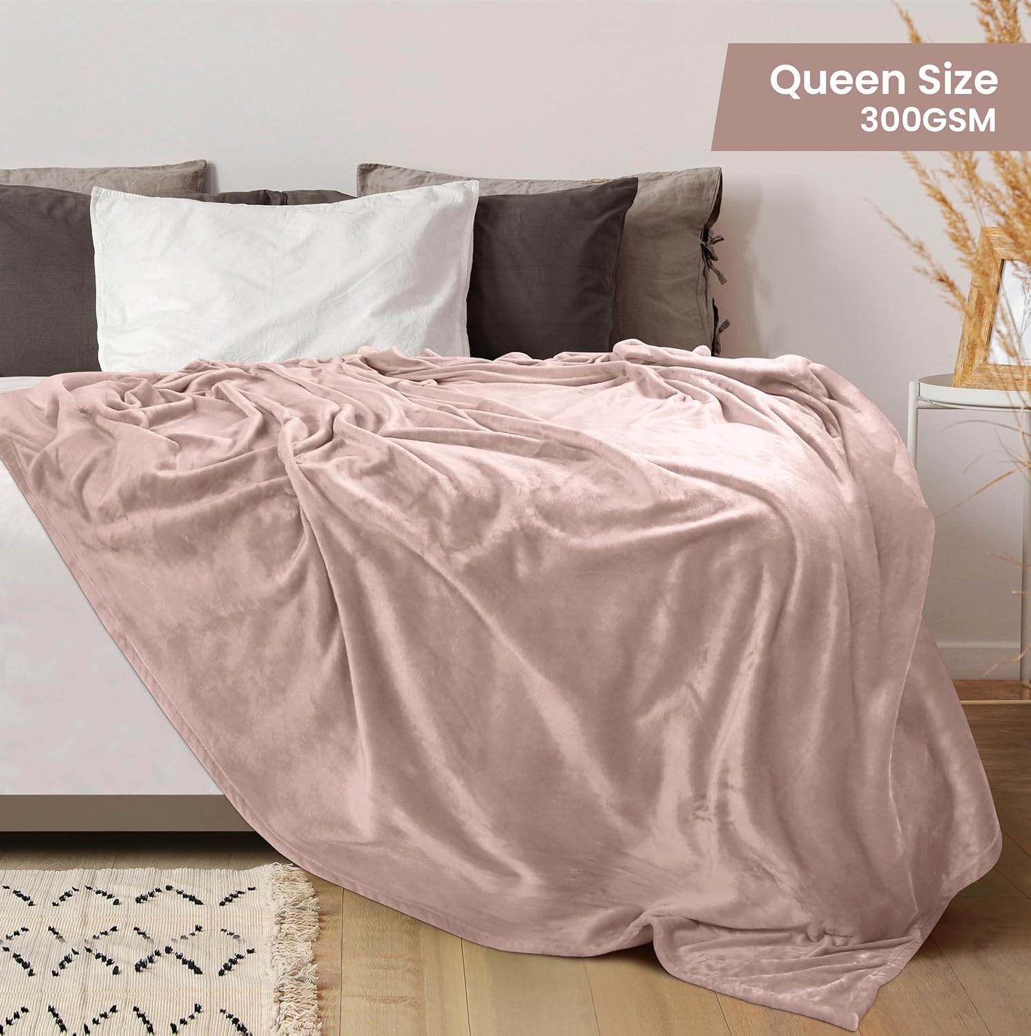 Utopia Bedding Fleece Blanket - Queen Size Rose Pink | 300GSM Luxury Soft Microfiber (90x90 Inch)