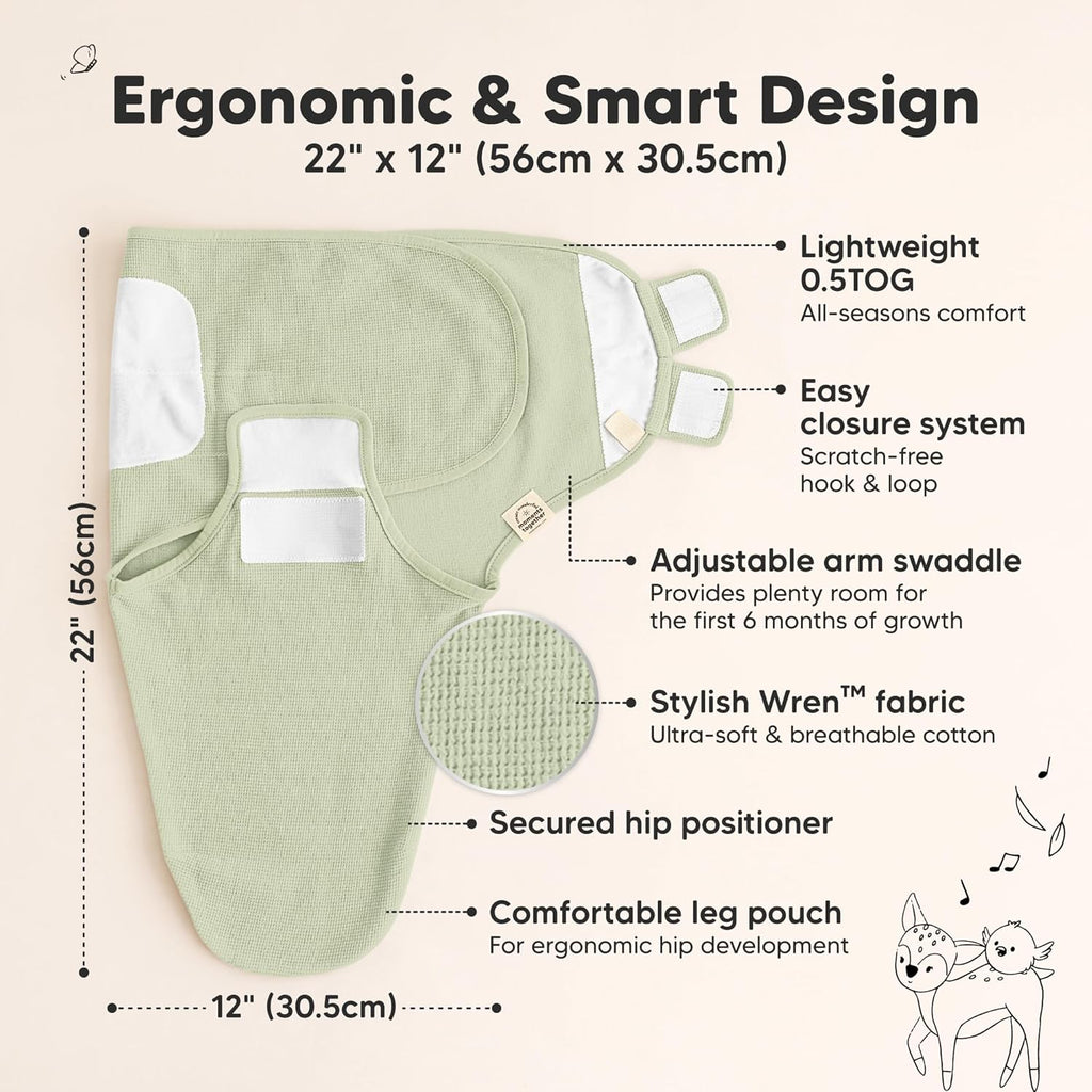 Willow 3-Pack Organic Swaddles - Soft & Snug Baby Sleep Sacks for Newborns 0-3 Months
