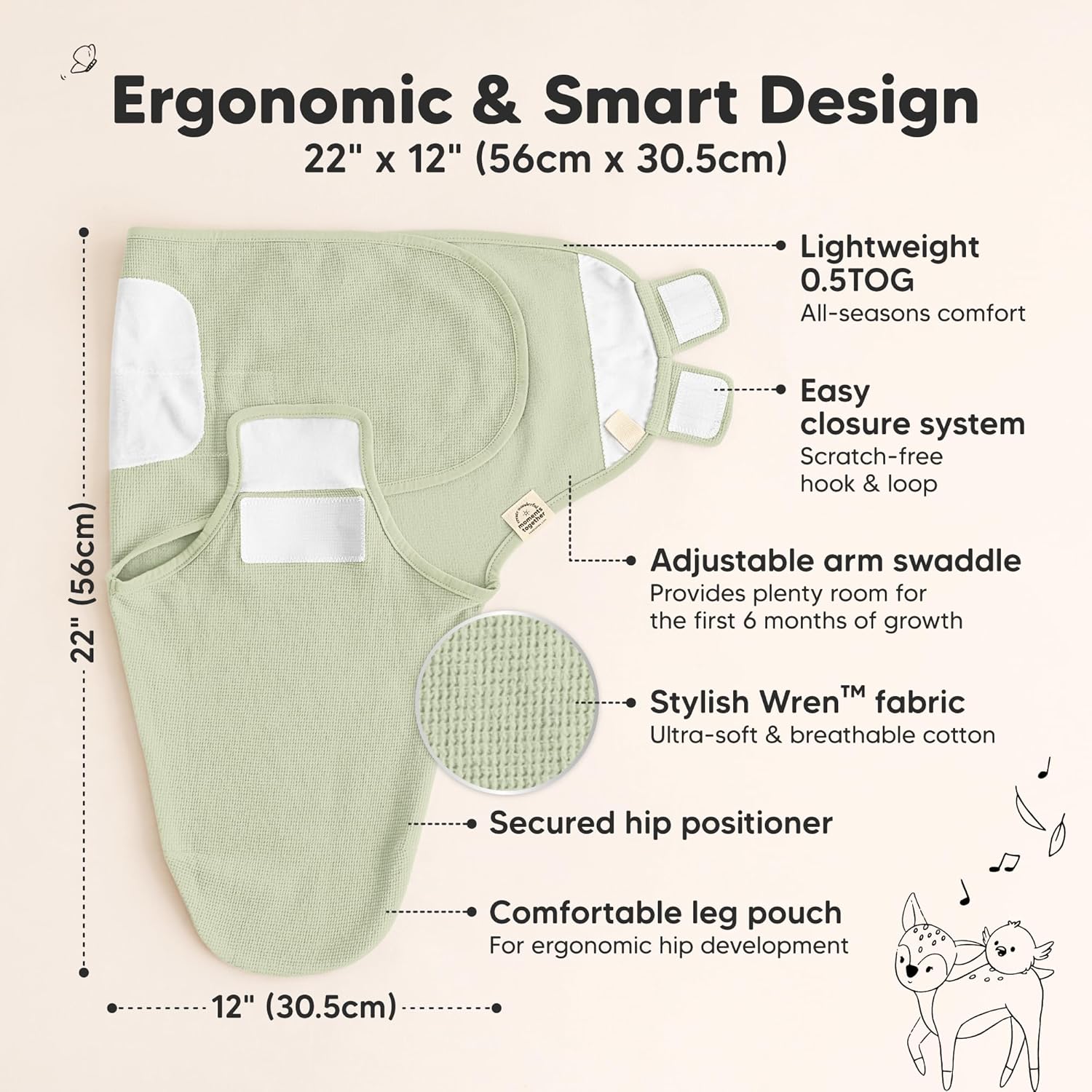 Willow 3-Pack Organic Swaddles - Soft & Snug Baby Sleep Sacks for Newborns 0-3 Months