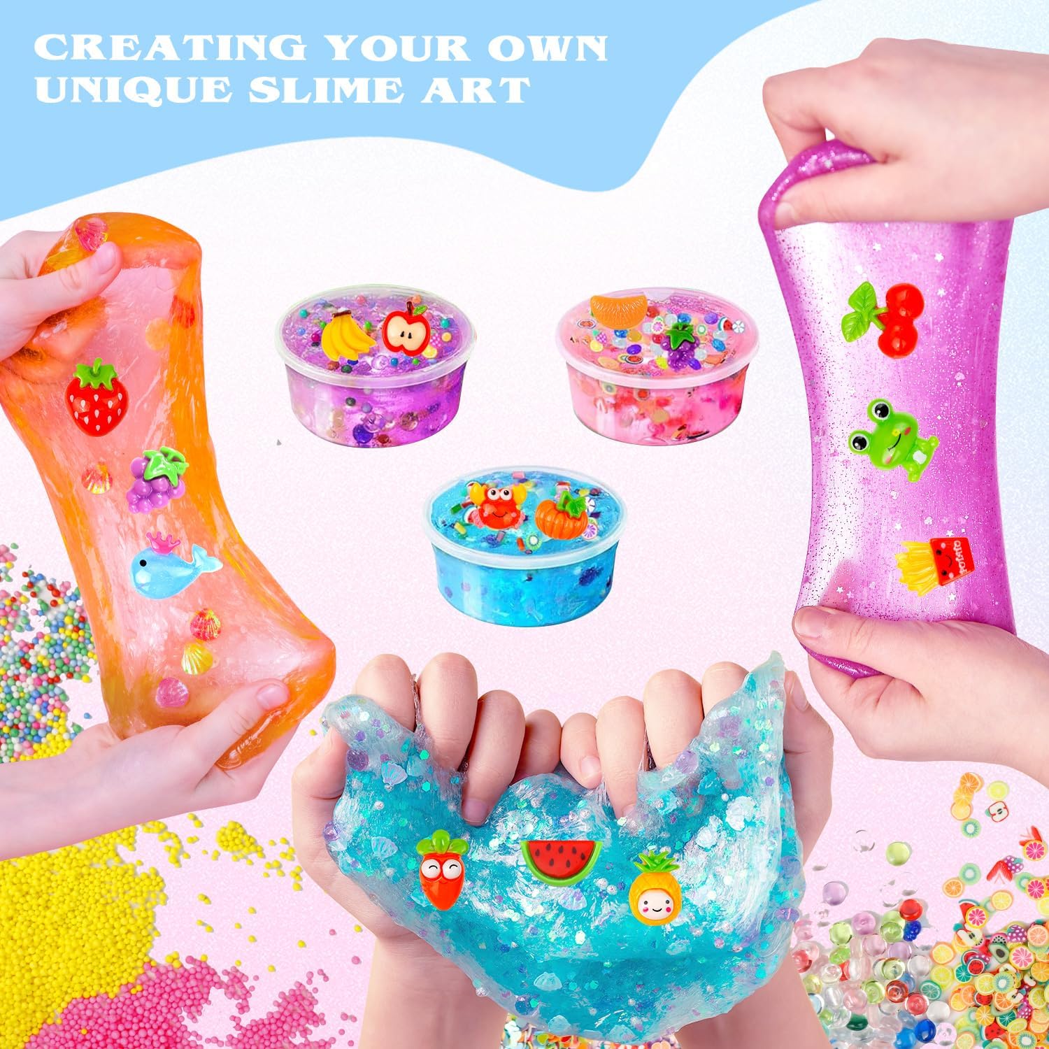 Skiennix Slime Making Supplies Kit - 175 Pack with Charms & Foam Balls for Creative Fun