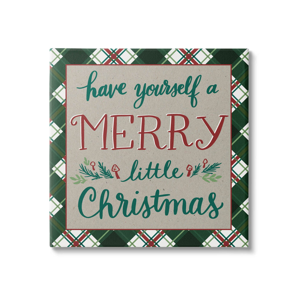 Merry Little Christmas Plaid, 30 x 30 Inch Canvas Wall Art
