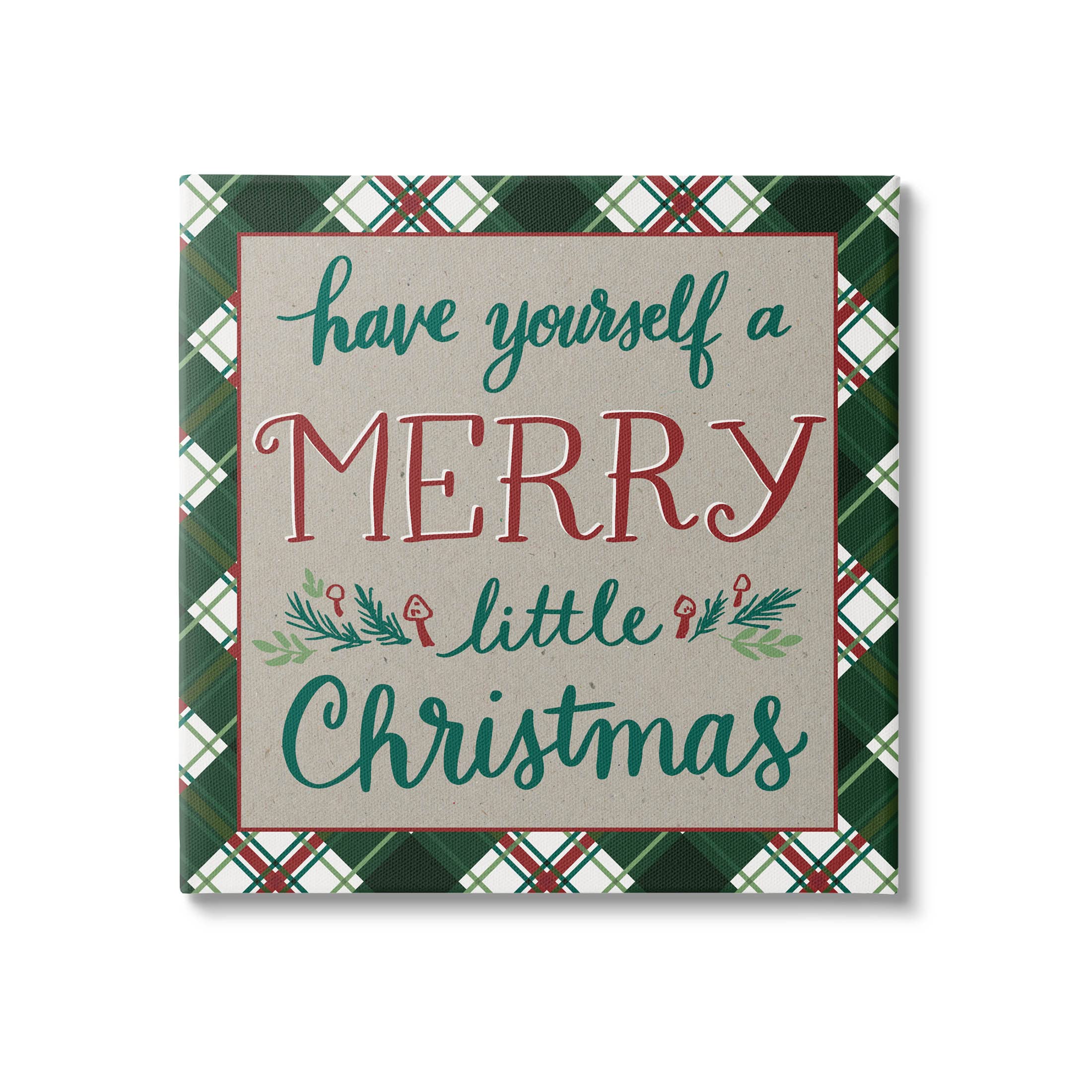 Merry Little Christmas Plaid, 30 x 30 Inch Canvas Wall Art
