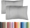 Skiennix Queen Pillow Cases Set of 2 - Ultra Soft Hotel Quality - Wrinkle Free & Fade Resistant - Grey Stripes