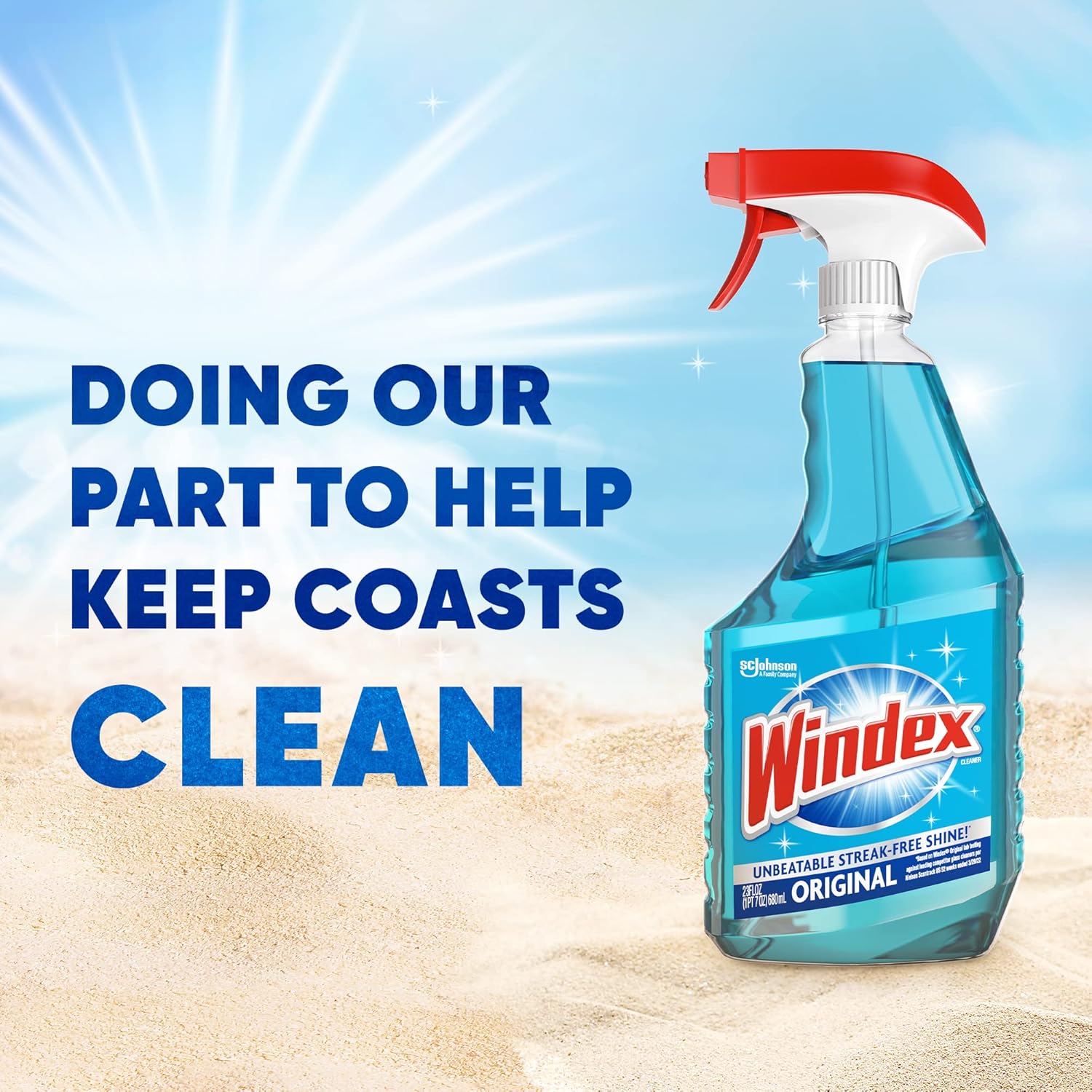 Windex Glass & Window Cleaner Spray Bundle - Original Blue Scent, 23 Fl Oz Spray & 32 Fl Oz Refill
