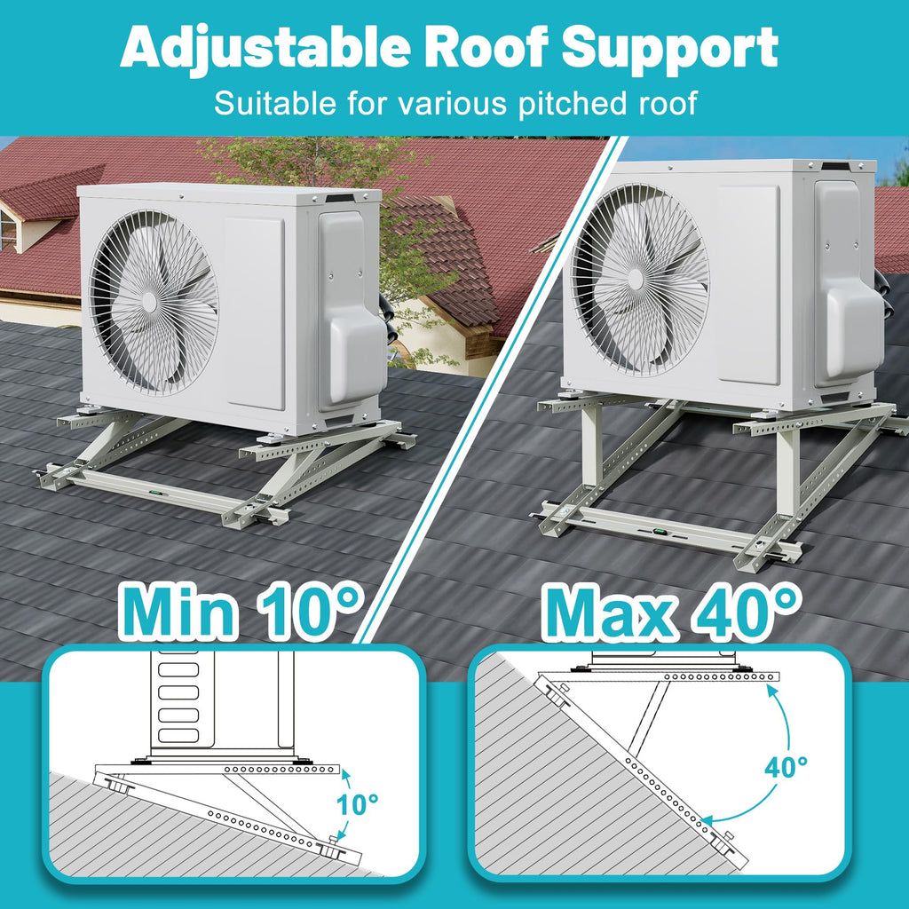 Chiligent Rooftop Mini Split Mount Bracket 9,000 to 24,000 BTU, Heavy Duty Adjustable Roof Support Bracket for Ductless Mini Split Air Conditioner, Condenser, Heat Pump, Support up to 330 Lbs