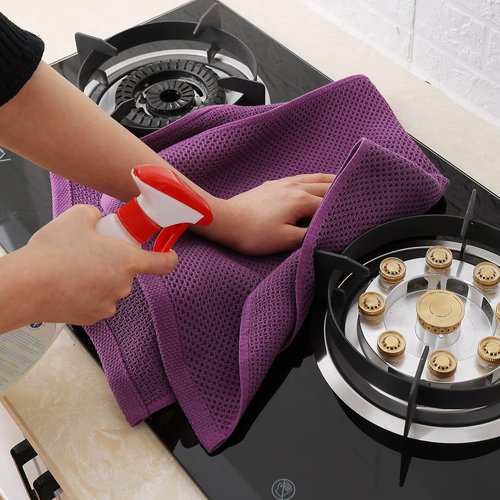 Homaxy Kitchen Dish Towels - Ultra Soft 100% Cotton Waffle Weave, Quick Drying, 13 x 28 Inches, 8-Pack, Purple