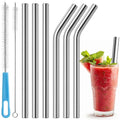 Diumepo Stainless Steel Smoothie Straws-0.4" Extra Wide Reusable Metal Drinking Straws for Milkshake, Bubble Tea, Beverage, 6 Pack Metal Straw with Cleaning Brush