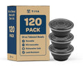TIYA Food Containers - 50 oz Bulk 120 Pack with Lids - Plastic Bowl To-Go Containers - Reusable, Microwavable, Dishwasher Safe - Leak-Resistant for Soups & Meal Prep - BPA-Free