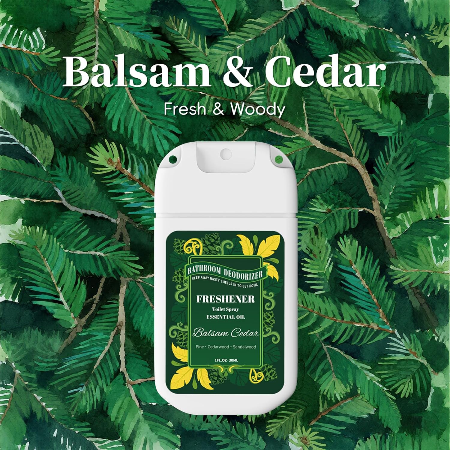 Travel Size Toilet Spray by [Brand Name] - 2 Pack Air Freshener for Bathroom Deodorizer | Cedar & Berry Scent