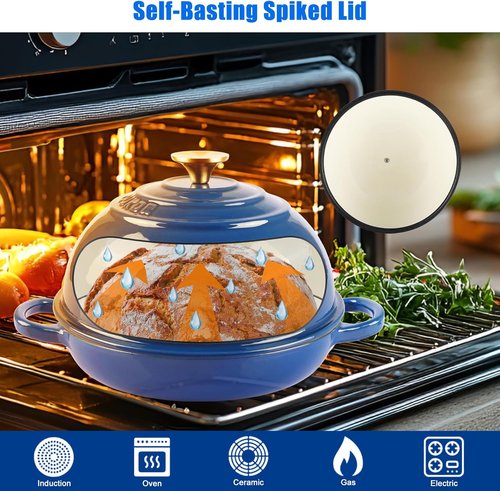 CUKOR 7QT Enameled Cast Iron Dutch Oven - Non-Stick Bread Pot for Baking & Cooking | Versatile for Roasting, Braising, Stewing, Soups