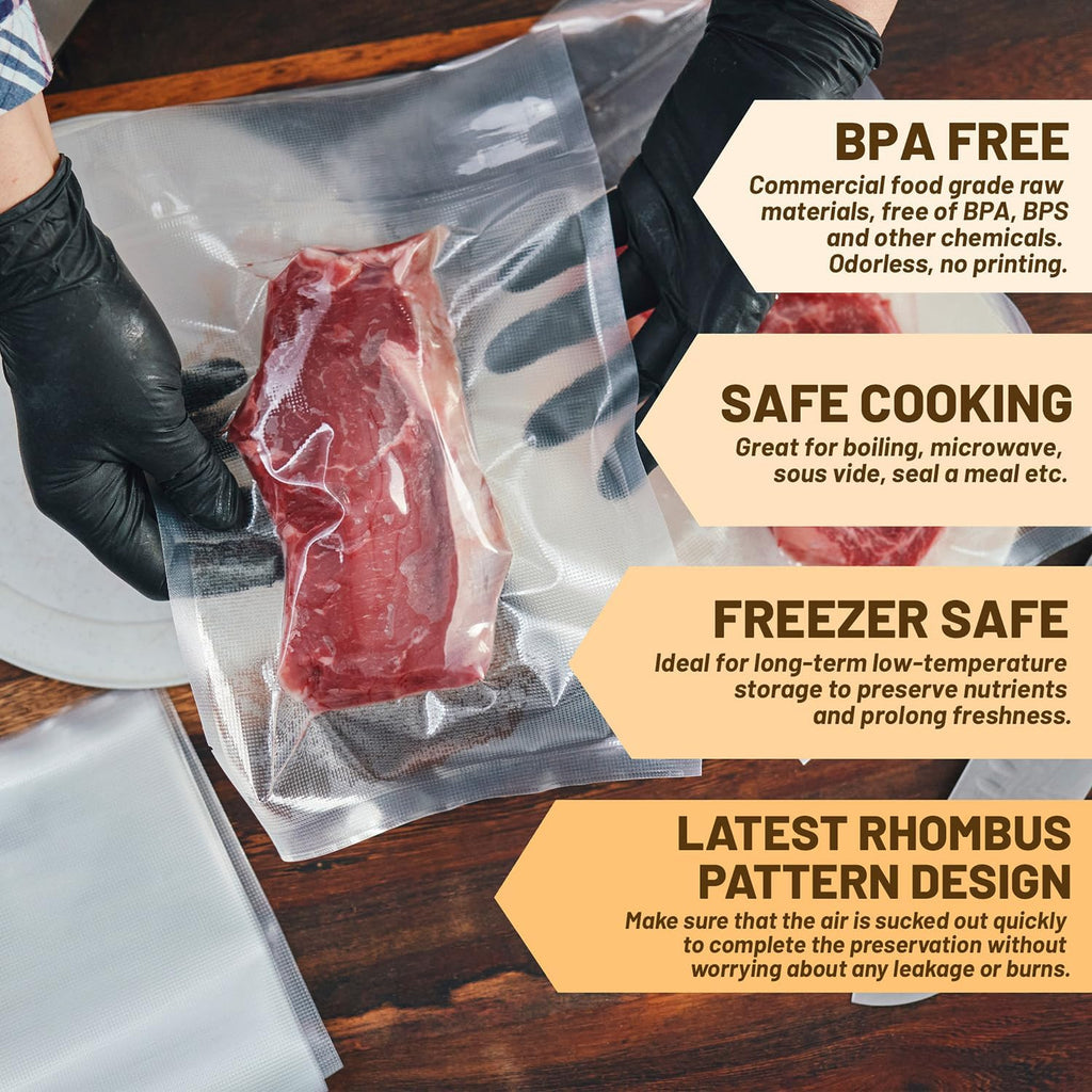 Skiennix Vacuum Sealer Bags - 200 Quart BPA-Free 8x12 Inch Heavy-Duty Food Storage Bags