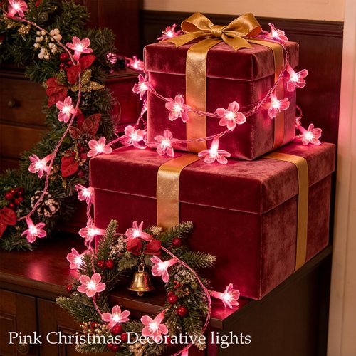 Pink Flower String Lights Valentine's Day Decor, 33ft 100 LED Plug in Decorative Fairy Floral Lamp, Create Romantic Cherry Blossom Dream for Bedroom, Wedding, Birthday Party Indoor Decorations