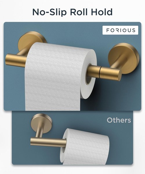 FORIOUS Toilet Paper Holder - Rustproof Stainless Steel Double Post Design | 2 Pack in Brushed Gold