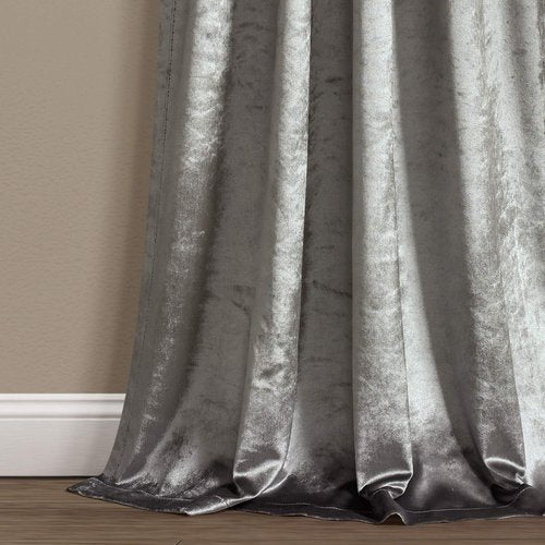 Lush Decor Velvet Dream Curtains | Solid Color Luxury Shimmery Window Curtain Panel Set (Pair), 84” x 40”, Silver