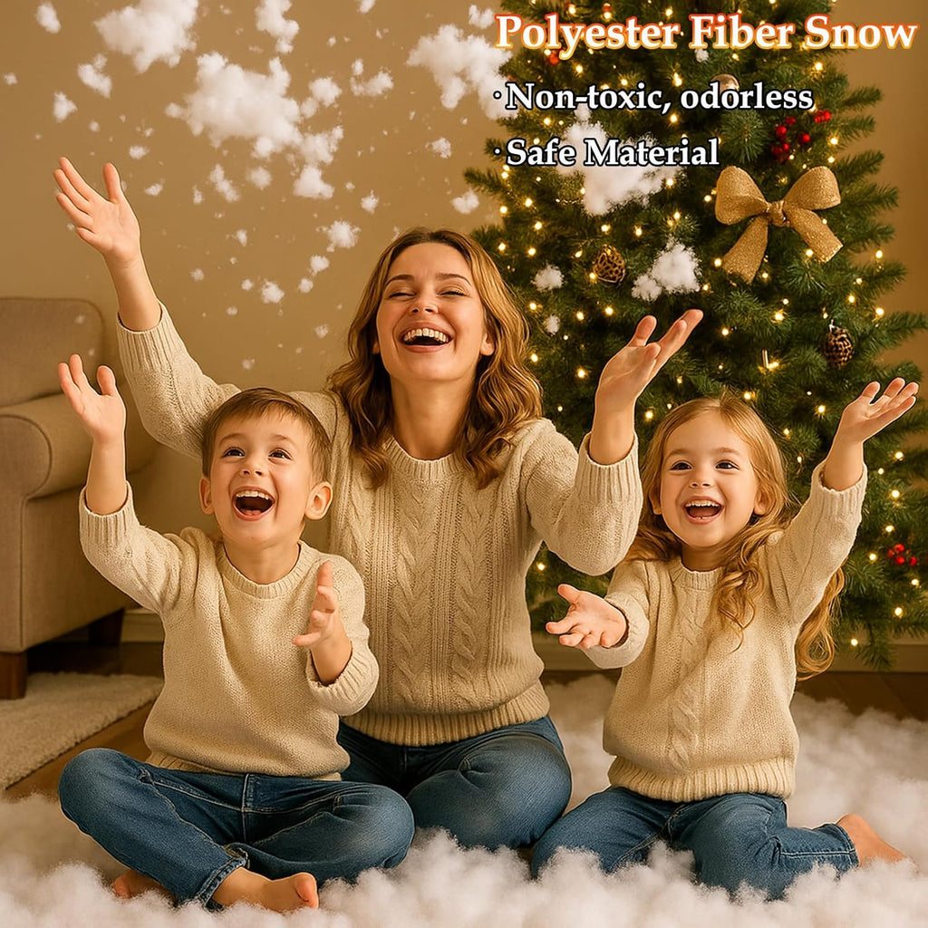 Skiennix Christmas Fake Snow Decor - Fluffy Flame Resistant Cotton Snow Blanket for Holiday Crafts | 5.6oz