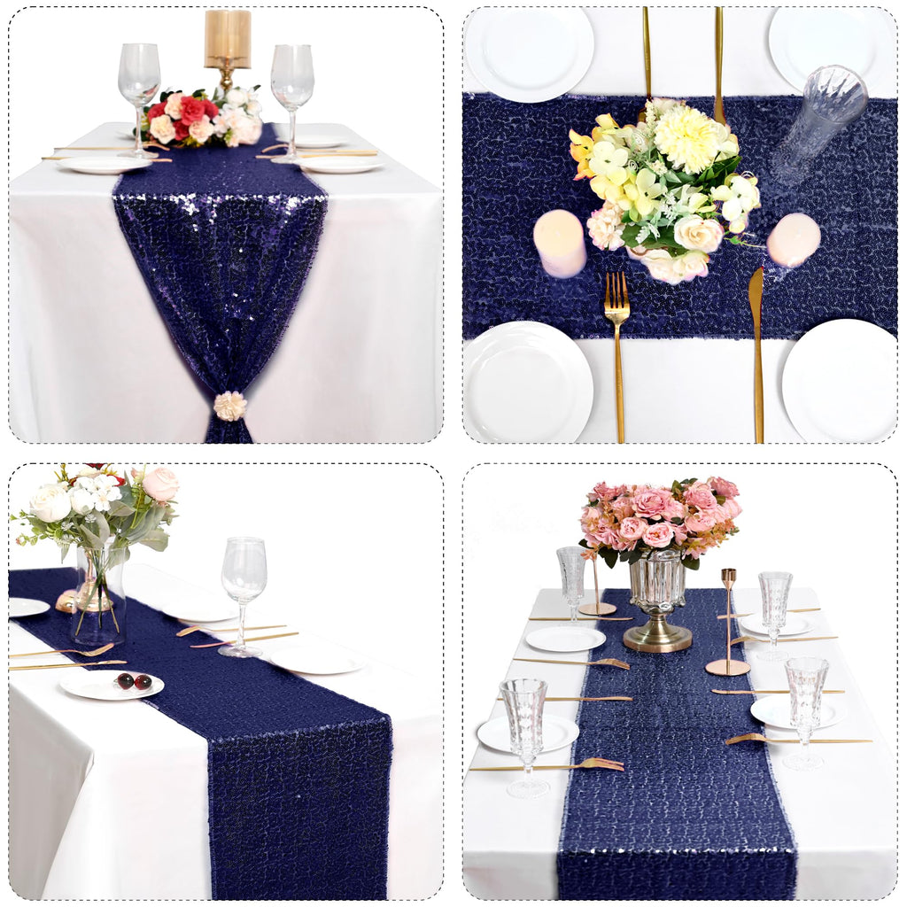 15 Pack Sequin Table Runner 12X108 Inch Royal Blue Table Runner Glitter Metallic Sequin Runner Holiday Table Runners for Wedding Engagement Birthday Party Bridal Baby Shower Graduations Supplies Decor