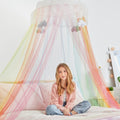 3C4G Rainbow Bright Canopy - Rainbow Bed Canopy for Girls - Hanging Net Canopy for Beds, Chairs & Reading Corners - 8’ Height & 24’ Diameter Hoop - for Ages 6+ by Make It Real