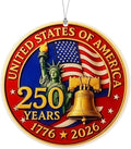 250 Years of America Ornament - Liberty Bell Hanging Decor for July 4th | Patriotic Gift for Collectors