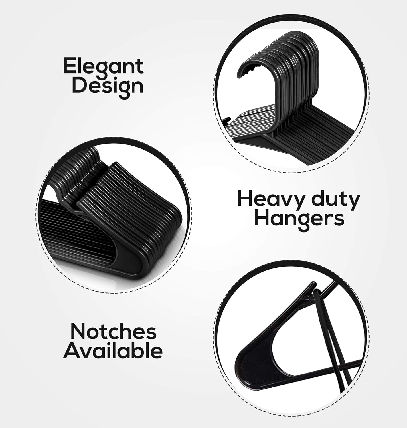 Utopia Home Clothes Hangers - Durable Space-Saving Plastic Coat Hangers with Shoulder Grooves | 60 Pack (Black)