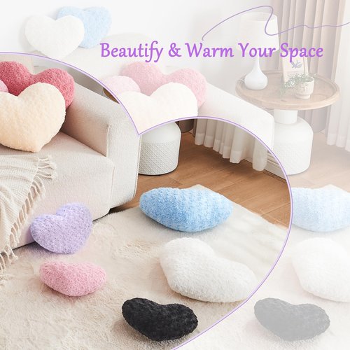 IREMATE Heart Pillow Purple Throw Pillows, Soft and Fluffy Decorative Pillows for Bed Couch Chair, Cute Heart Shaped Room Decor for Valentine Anniversary Birthday Halloween Christmas (Small, 13"x10")
