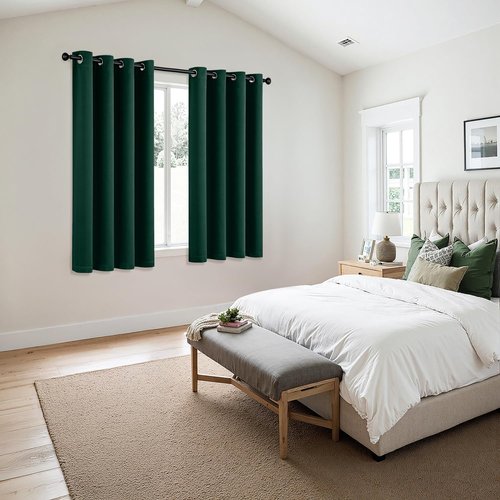 MIULEE Hunter Green Blackout Curtains - Thermal Insulated Room Darkening Drapes | 63 Inches Long, 2 Panels