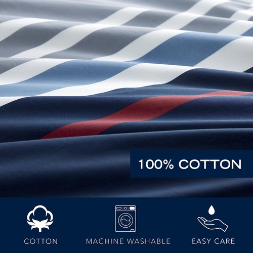 Nautica - Twin Comforter Set, Reversible Cotton Bedding with Matching Sham, Medium Weight for Year Round Use, Oeko-Tex Certified, Dorm Essentials (Bradford Navy/Khaki)