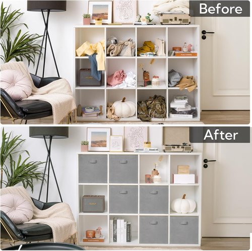 GRANNY SAYS Cube Storage Bins - 13x13 Fabric Storage Cubes for Organized Shelving | Gray, 6-Pack